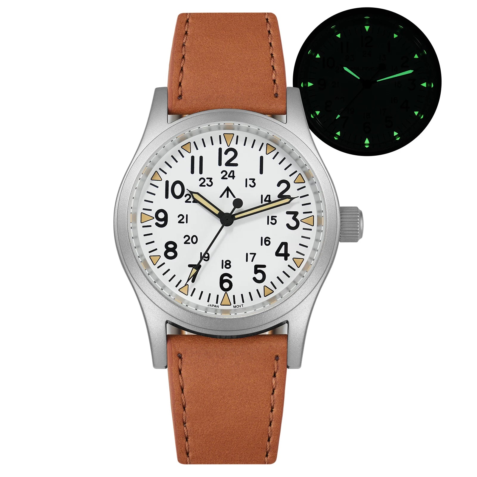 vastara - militado vintage field watch sweep second quartz watch 34 - casual luxury timepiece timepiece with waterproof (USA)