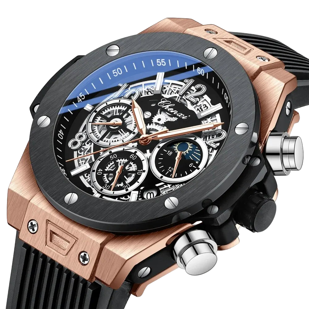 vastara - men s chronoforce sport watch - modern unisex watch with chronograph in neutral metal (USA)