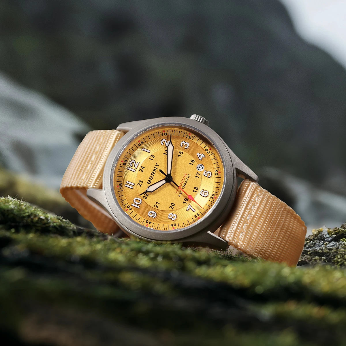 vastara berny full titanium es for sapphire super luminous field pilot date sports easy read watch 34 - sports unisex