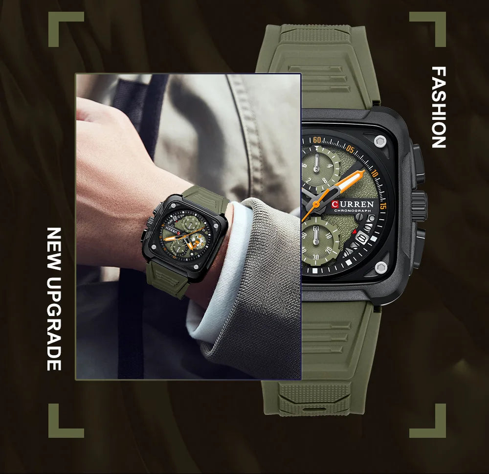 vastara 's es square original luminous chronograph for relogio watch 8 - classic unisex timepiece with chronograph (USA)