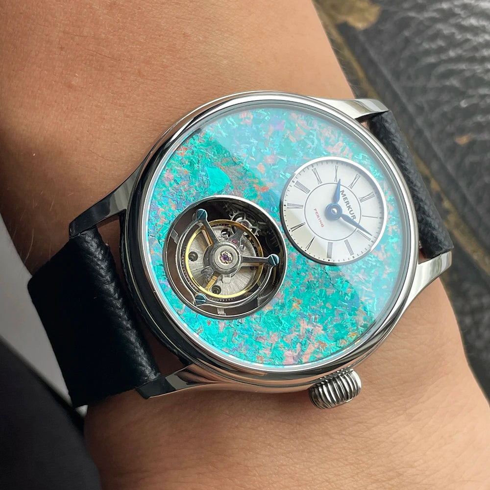 unisex classic watch vastara merkur 100% tourbillon 's titanium ice flower dial sapphire for wristes relogio masculino -