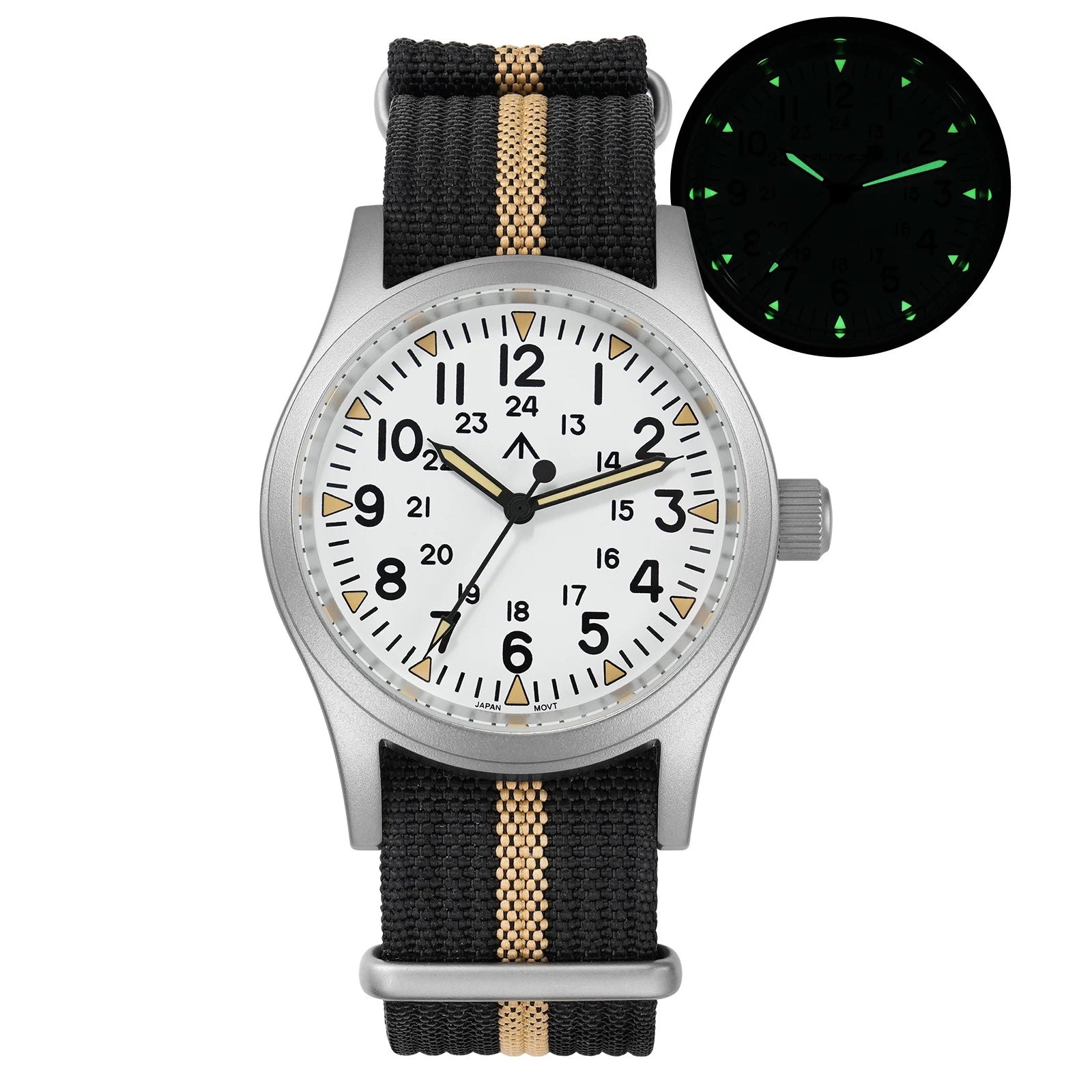 vastara - militado vintage field watch sweep second quartz watch 43 - casual luxury timepiece timepiece with waterproof (USA)