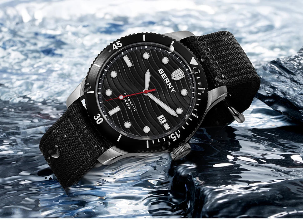 vastara berny diving for pt5000 luminous sapphire sport divers watch 27 - classic unisex timepiece with stainless steel (USA)