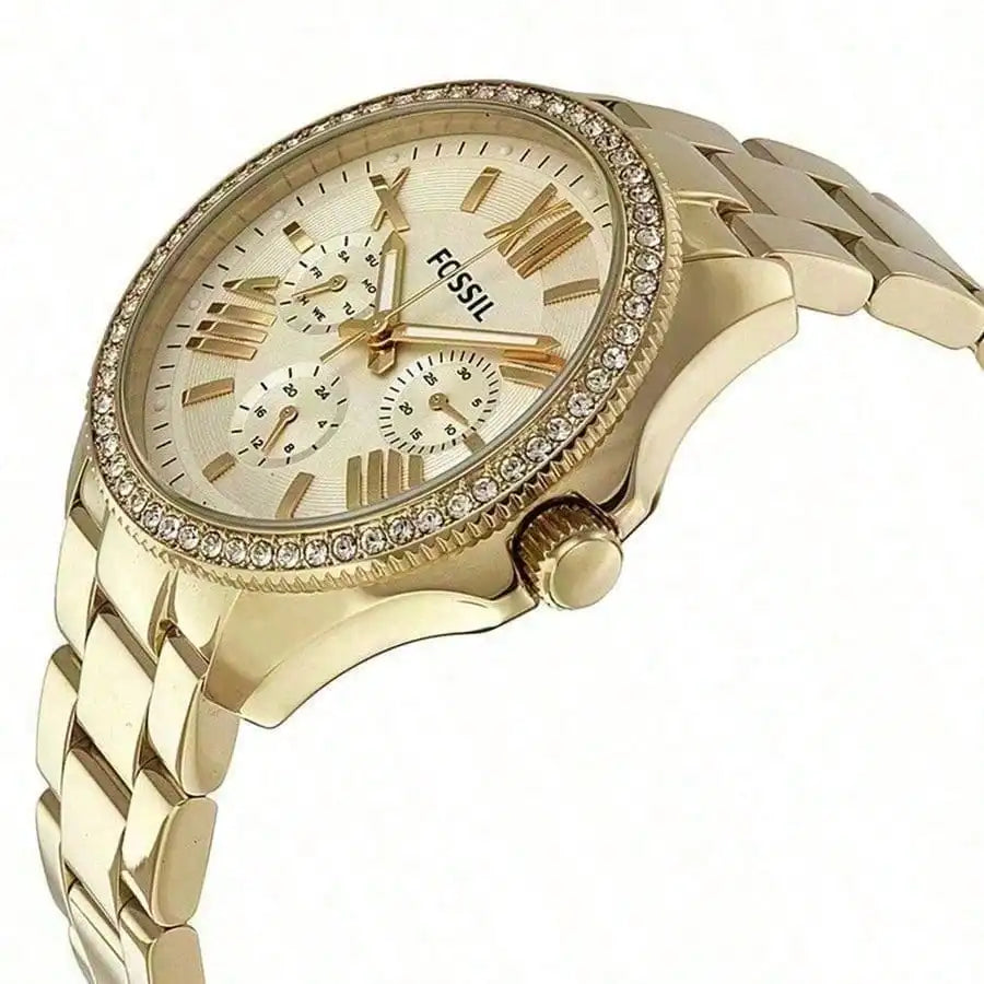 VASTARA vastara - fossil women's 42mm gold dial water-resistant watch unisex timepiece - waterproof stainless steel watch