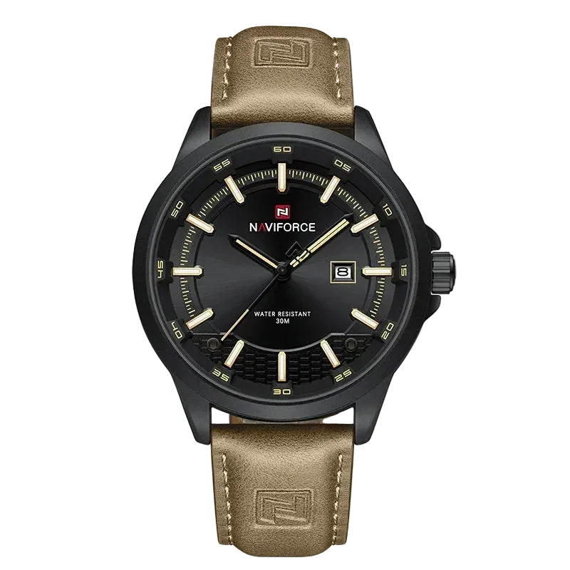 vastara naviforce classic alloy case leather band es business calendar clock gift reloj hombre watch 24 - business unisex