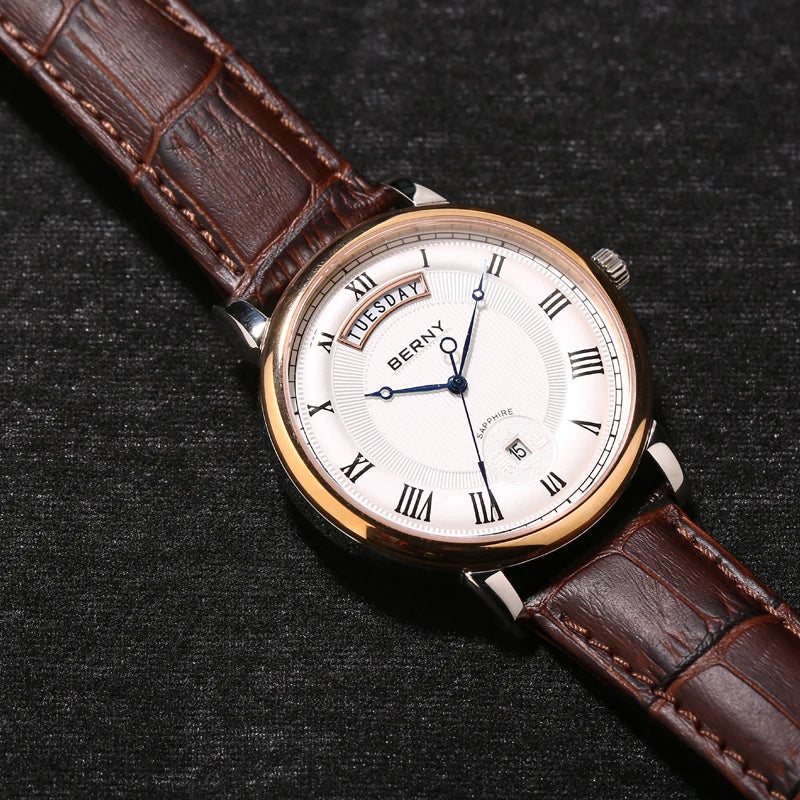 vastara berny miyota vj55top day date stainless steel sapphire for watch 6 - classic unisex timepiece with chronograph (USA)