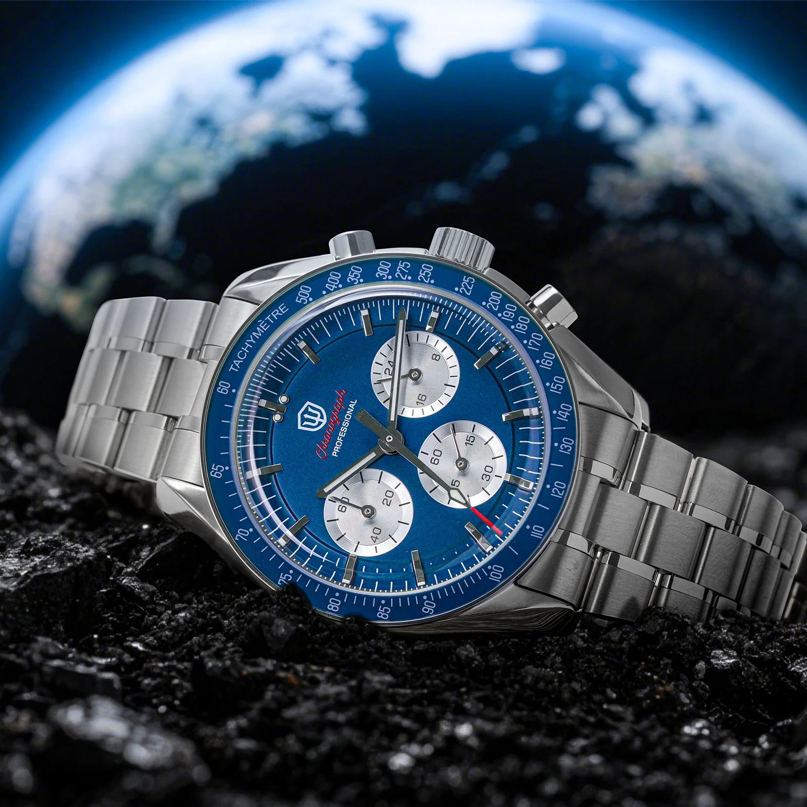 watchdives wd1863 39mm watch vk63 quartz chronograph movement bubble sapphire crystal luminous vintage watches 10bar