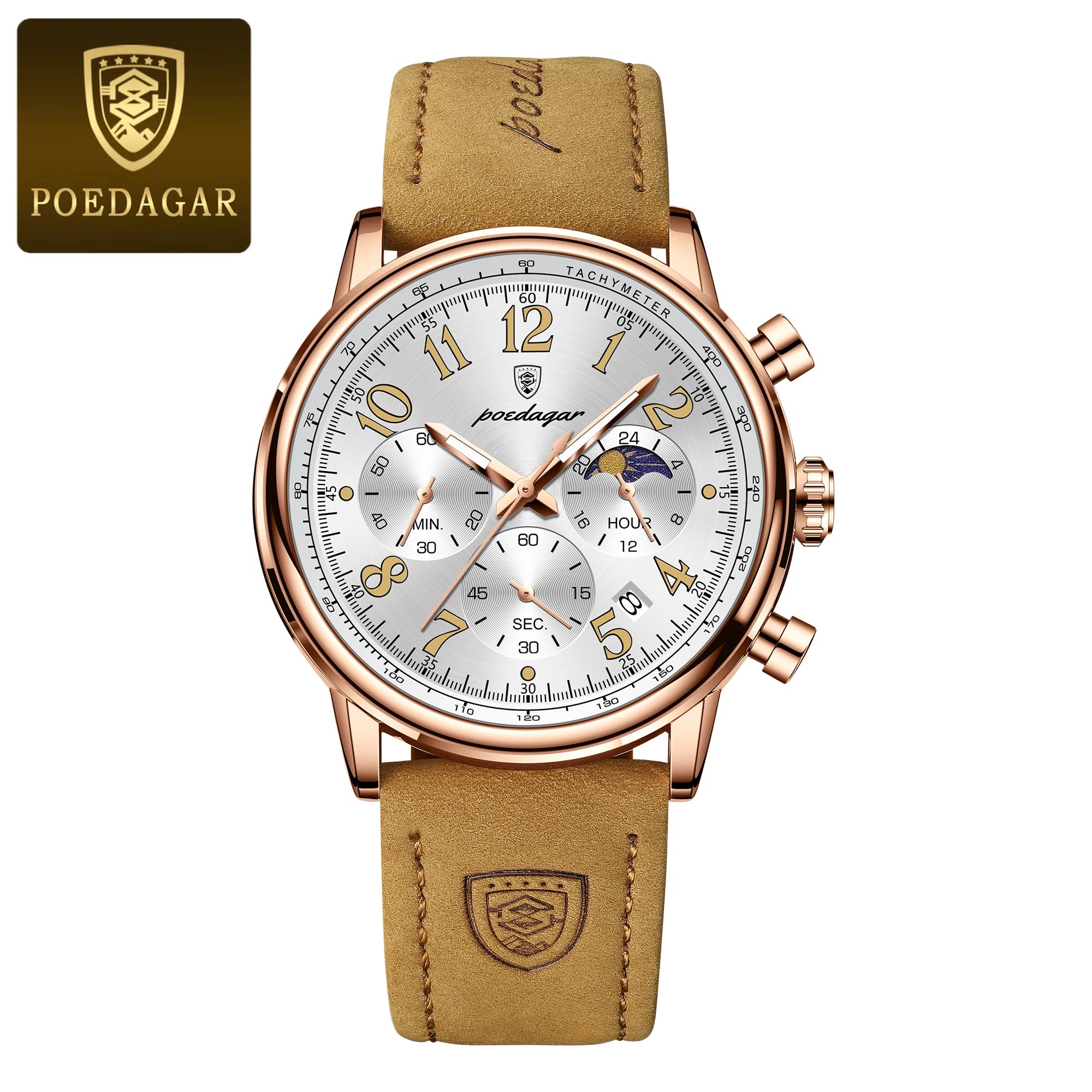 vastara genuine leather chronograph poedagar military sports for watch 29 - sports unisex timepiece with chronograph (USA)
