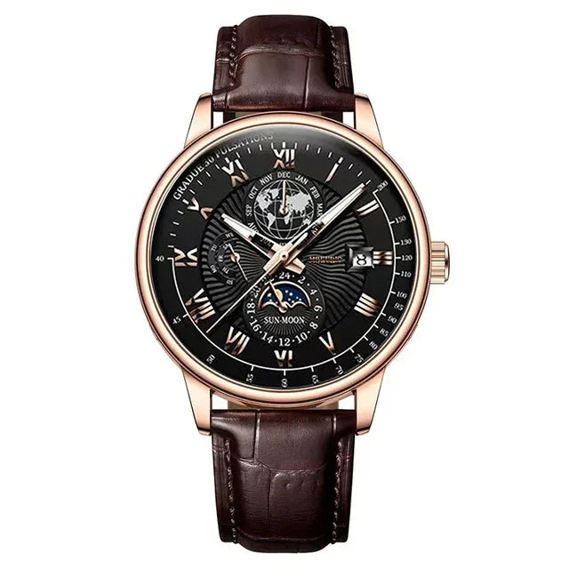 vastara - lunasphere chronomaster watch watch 12 - casual unisex timepiece with leather strap (USA)