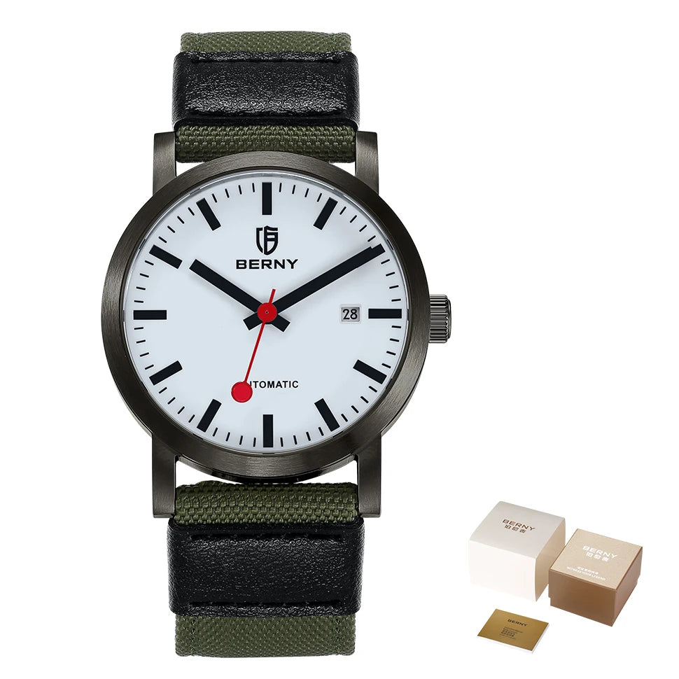 vastara berny 50m miyota 8215 classic railroad for watch 27 - classic unisex timepiece with stainless steel (USA)