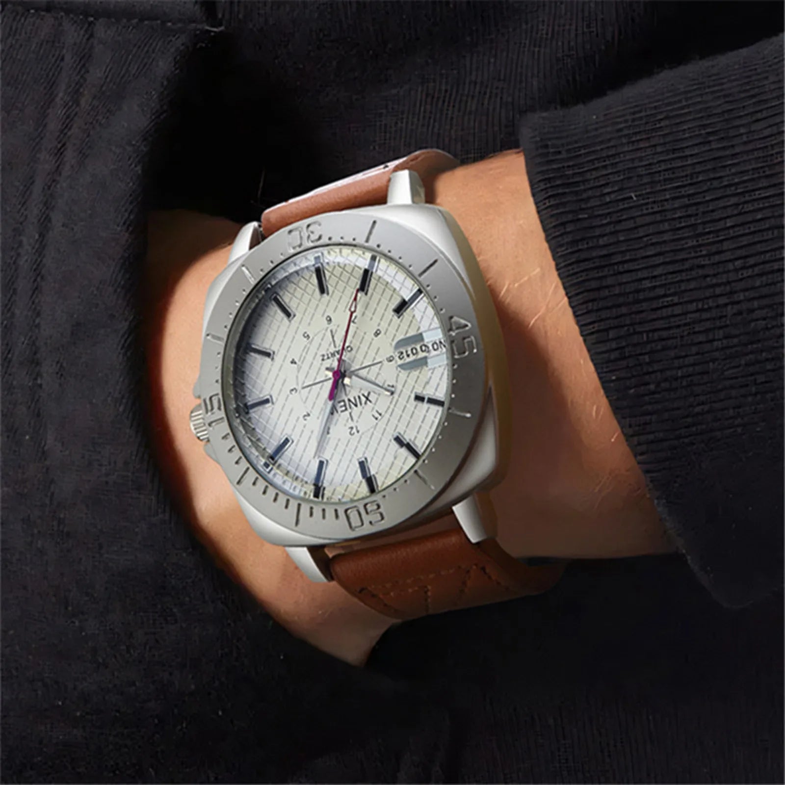 vastara hig-end simple business leather band strap glass minimalist round dial versatile daily outgoing - minimalist unisex