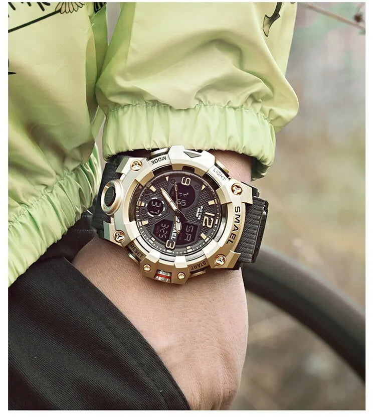 unisex modern watch vastara sport military for alarm clock stop led digital back light dual time display 8008 's - daily