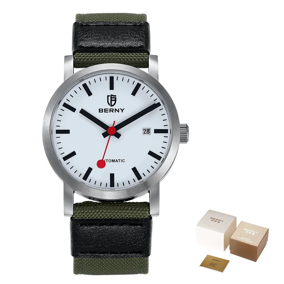 vastara berny 50m miyota 8215 classic railroad for watch 28 - classic unisex timepiece with stainless steel (USA)