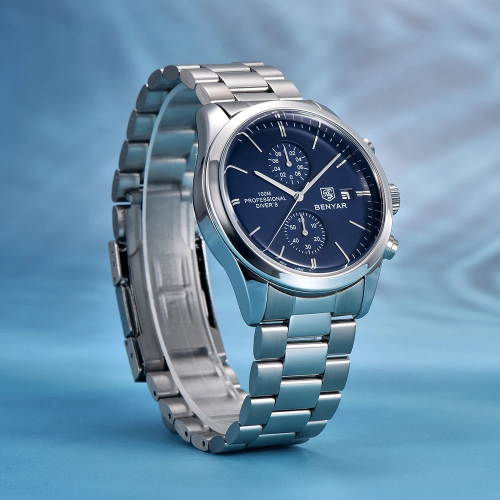 VASTARA vastara chronograph luxury30m chronograph leather clock relojes hombre - japanese - japanese chronograph -