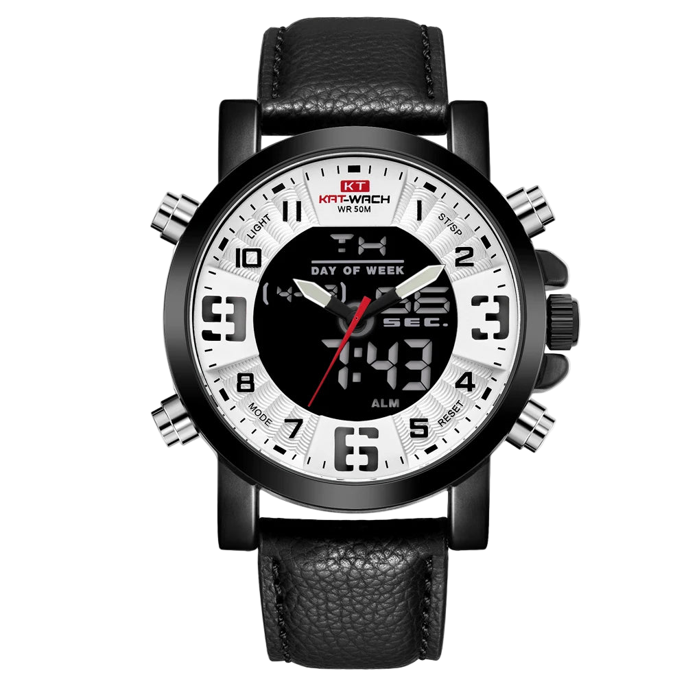 VASTARA vastara - chronovanta elite dual display men s watch unisex timepiece - chronograph leather band watch (USA)