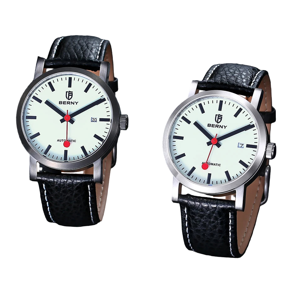 vastara berny for self-wind sappire miyota luminous railroad watch 9 - casual unisex timepiece with stainless steel (USA)