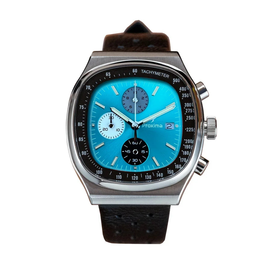 vastara proxima 39mm square watch – men’s chronograph - casual unisex watch with chronograph in neutral stainless steel (USA)