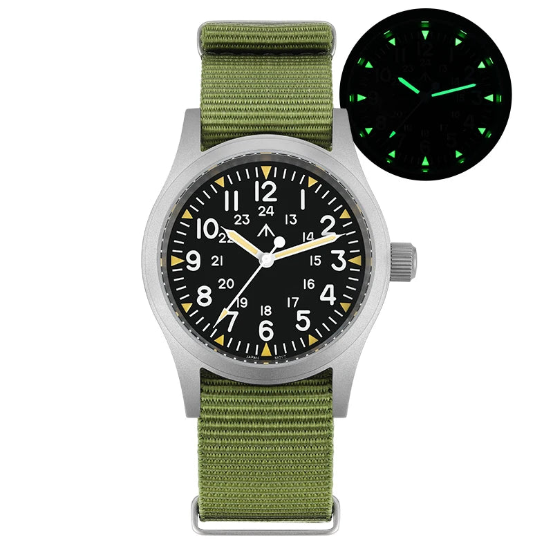 vastara - militado vintage field watch sweep second quartz watch 35 - casual luxury timepiece timepiece with waterproof (USA)
