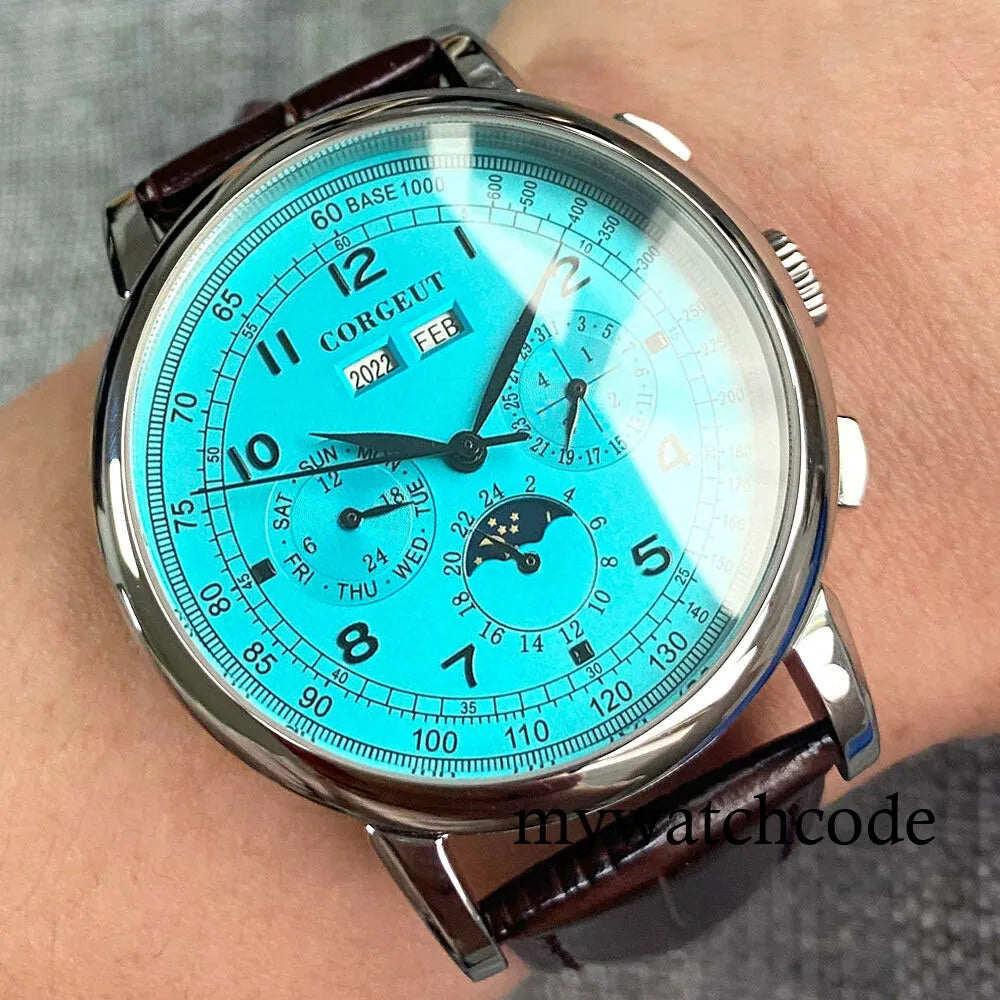 vastara - corgeut horizon master moonphase automatic watch watch 51 - casual unisex timepiece with stainless steel (USA)