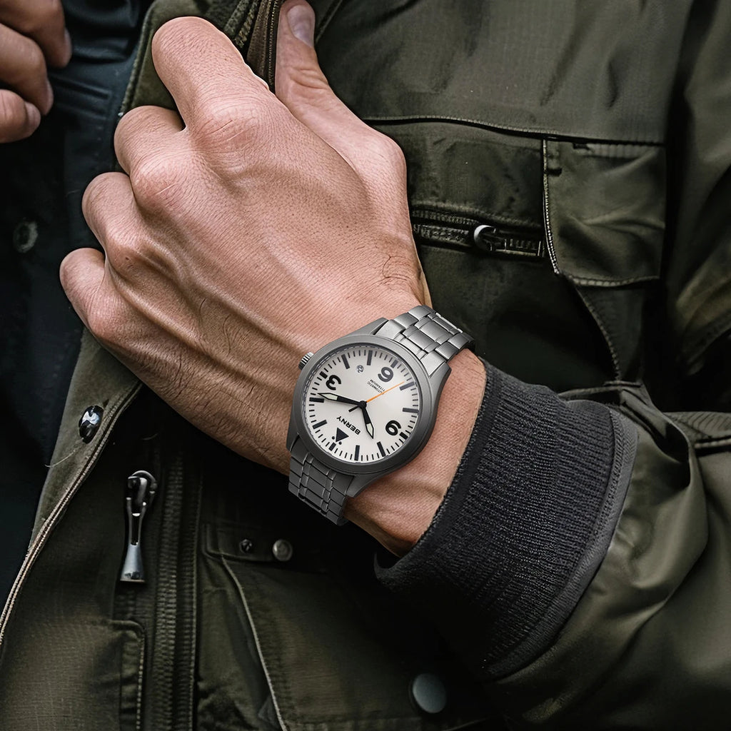 vastara berny pilot titanium sapphire ar coating supper luminous 10bar sport titanium aviation watch 18 - classic unisex