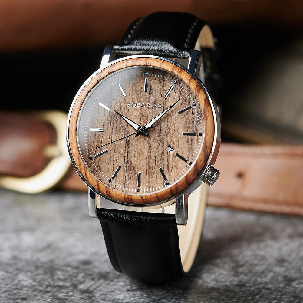vastara bobo bird men’s wooden watch watch 16 - classic unisex timepiece with stainless steel (USA)