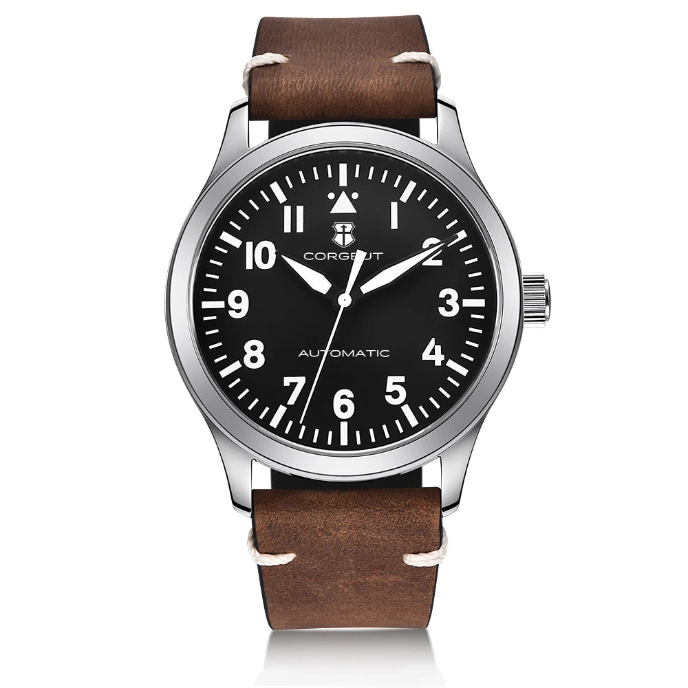 vastara - corgeut military sapphire automatic watch - casual unisex watch with waterproof in neutral stainless steel (USA)