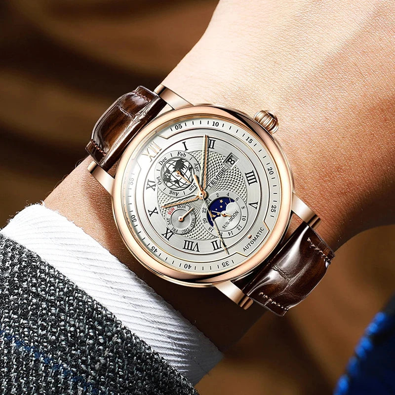 vastara lige tevise genuine leather with genuine leather watch 5 - classic unisex timepiece with stainless steel (USA)