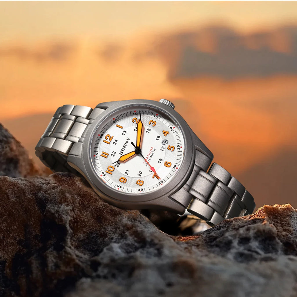 vastara berny full titanium es for sapphire super luminous field pilot date sports easy read watch 19 - sports unisex