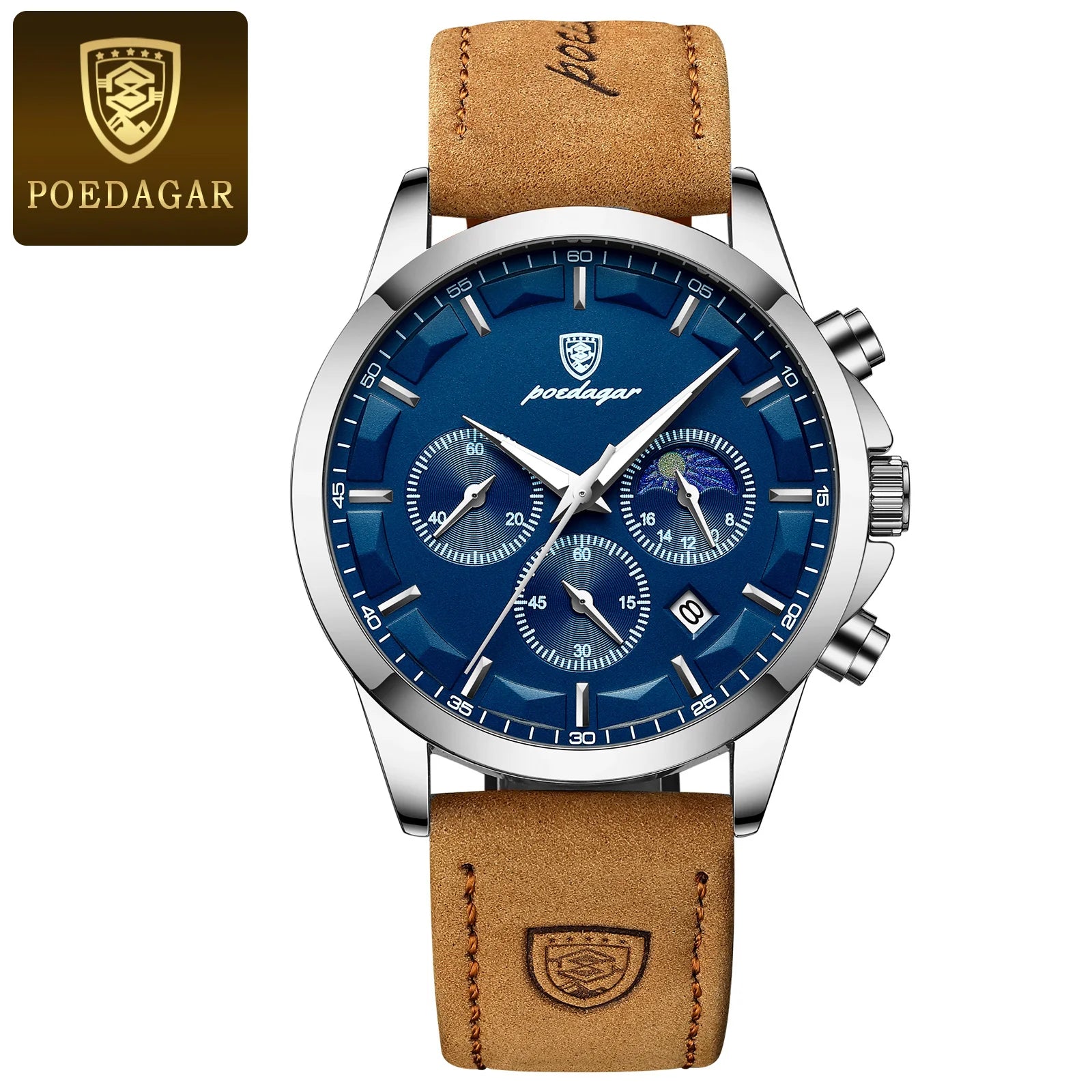 vastara genuine leather chronograph poedagar sports watch 10 - sports unisex timepiece with chronograph (USA)