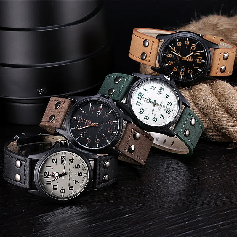 vastara sport wrist es leather strap army military for relogio masculino clock watch 33 - modern unisex timepiece with
