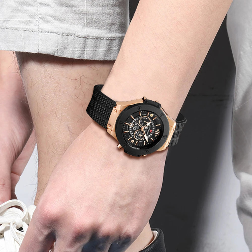 vastara black silicone s hand 46mm hollowed out large dial rose watch 6 - classic unisex timepiece with stainless steel (USA)