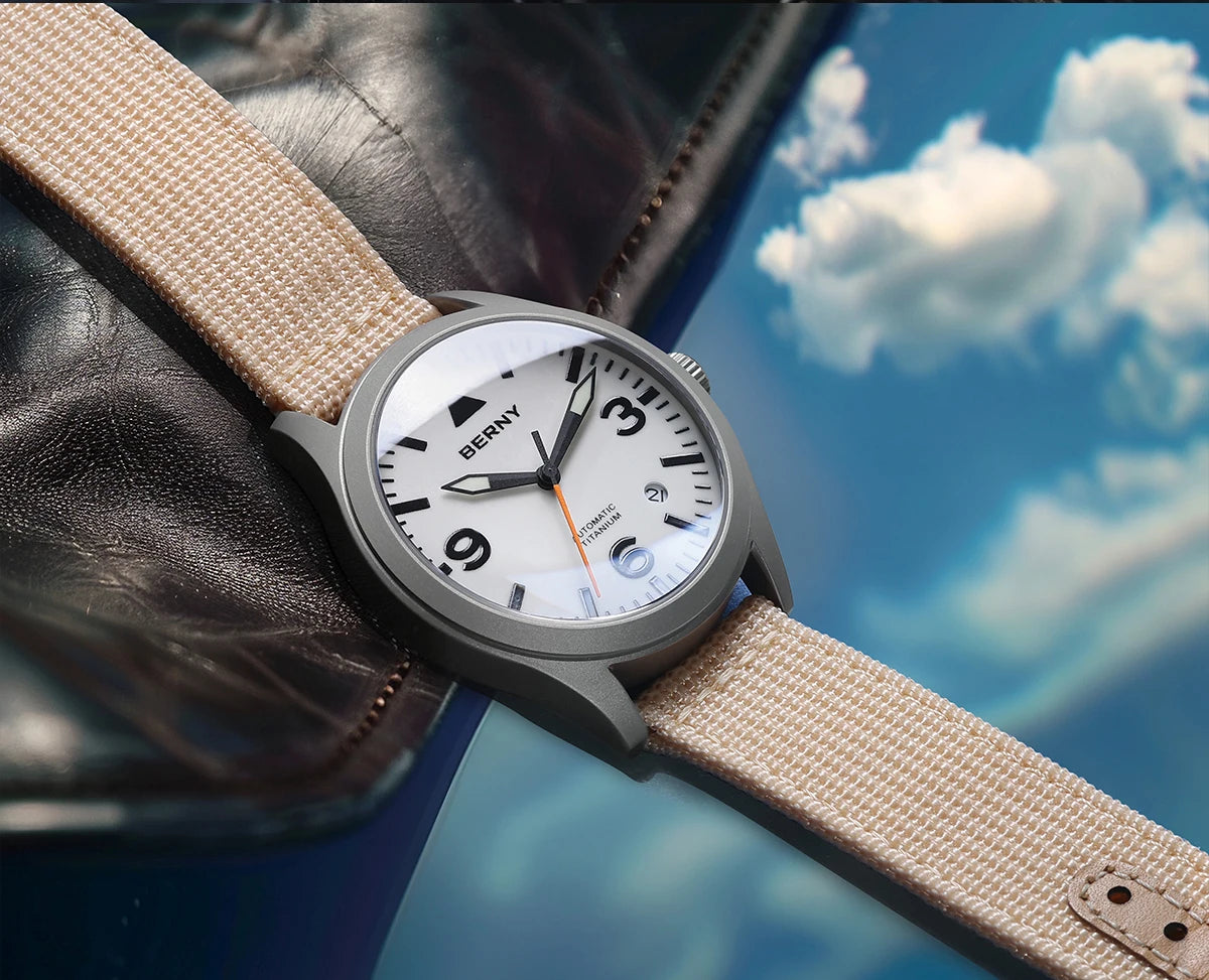 vastara berny pilot titanium sapphire ar coating supper luminous 10bar sport titanium aviation watch 24 - classic unisex