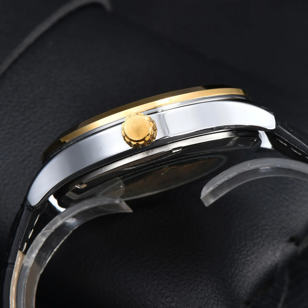 vastara orient double lion japanese fully hollowed out business 's leather strap watch 22 - business unisex timepiece with