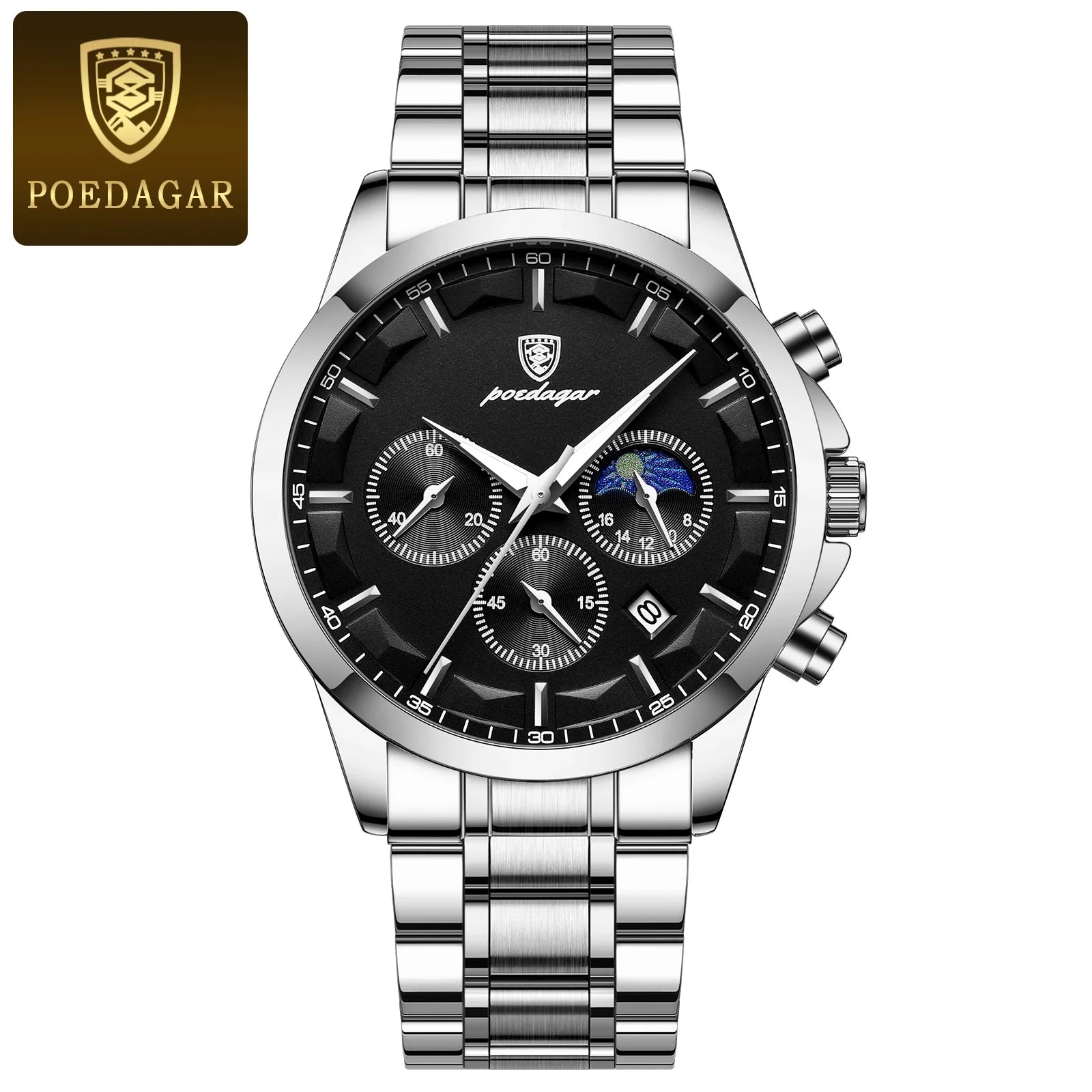 vastara genuine leather chronograph poedagar sports watch 8 - sports unisex timepiece with chronograph (USA)