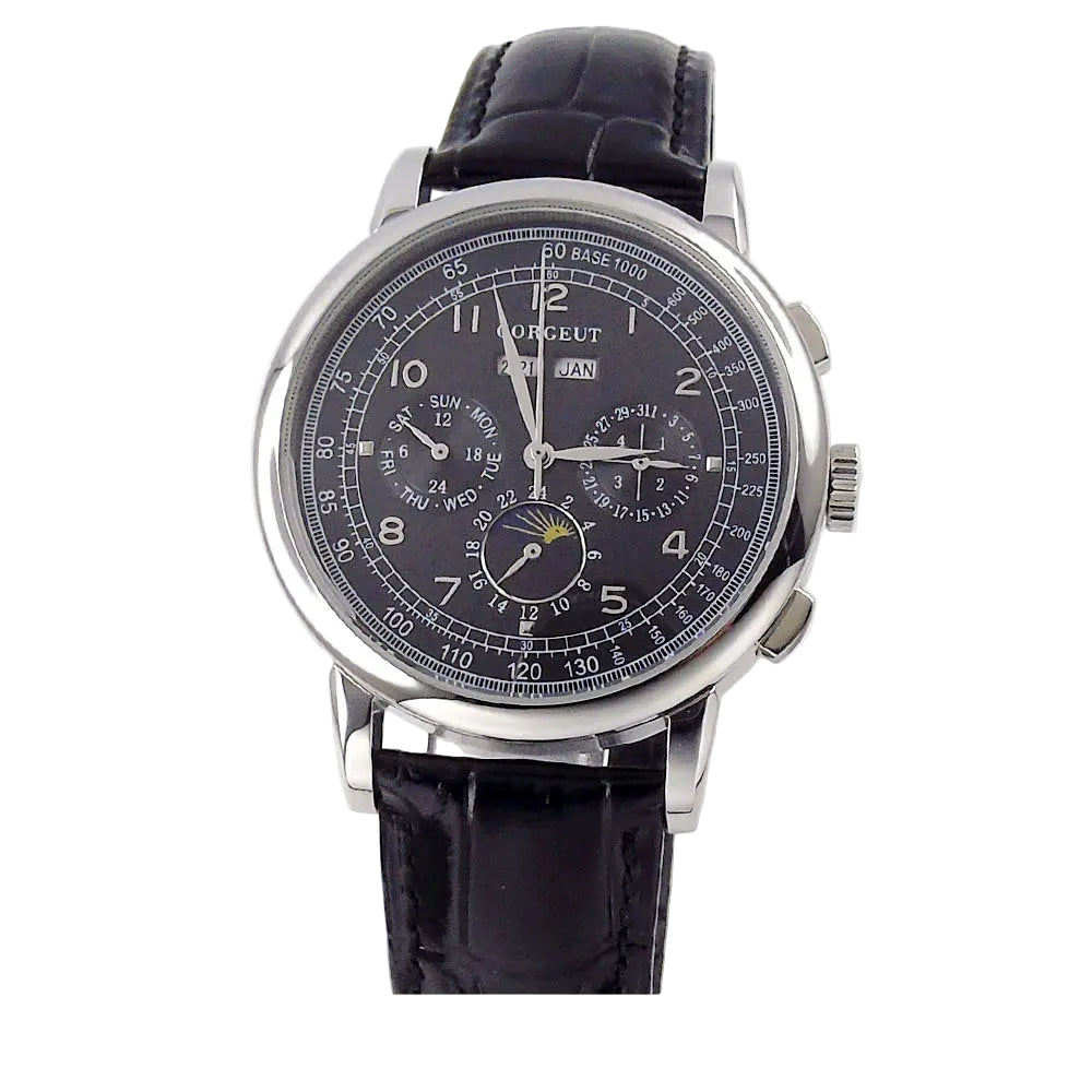 vastara - corgeut horizonmaster 42mm automatic calendar watch for men - casual unisex watch with stainless steel in neutral