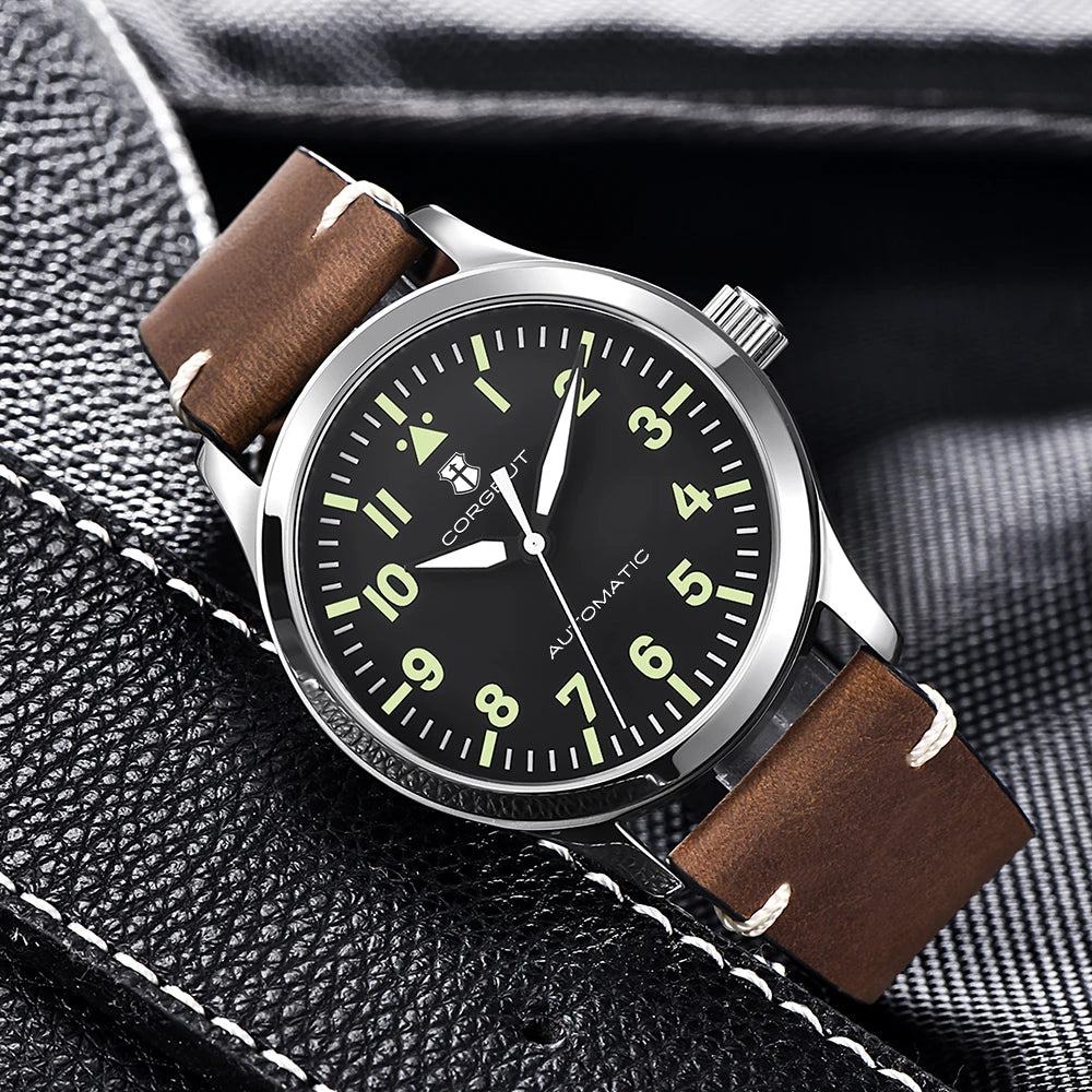 vastara - corgeut military sapphire automatic watch watch detail - mechanical movement, waterproof, waterproof casual design