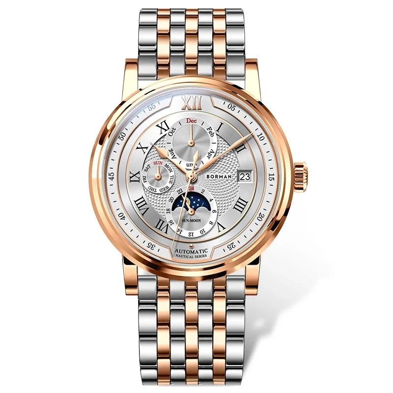 vastara - borman imperium 40mm automatic mechanical moonphase watch watch 15 - casual unisex timepiece with waterproof (USA)