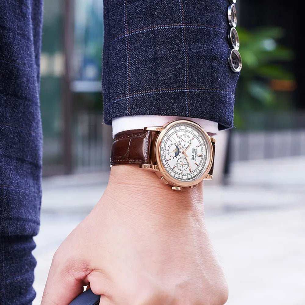 vastara - corgeut horizon master moonphase automatic watch watch 41 - casual unisex timepiece with stainless steel (USA)