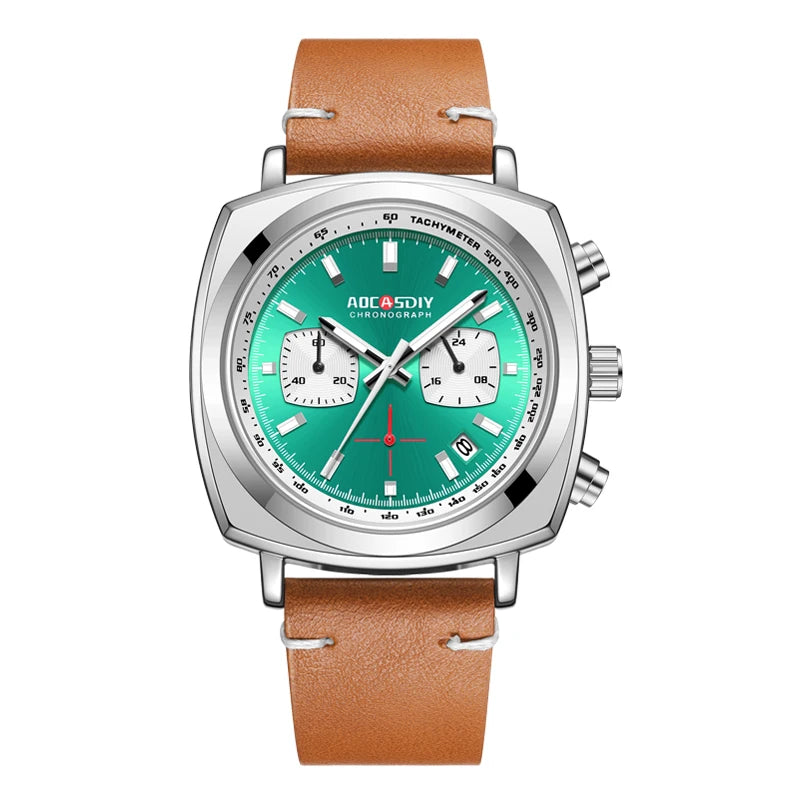 vastara men’s square leather watch watch 6 - modern unisex timepiece with chronograph (USA)