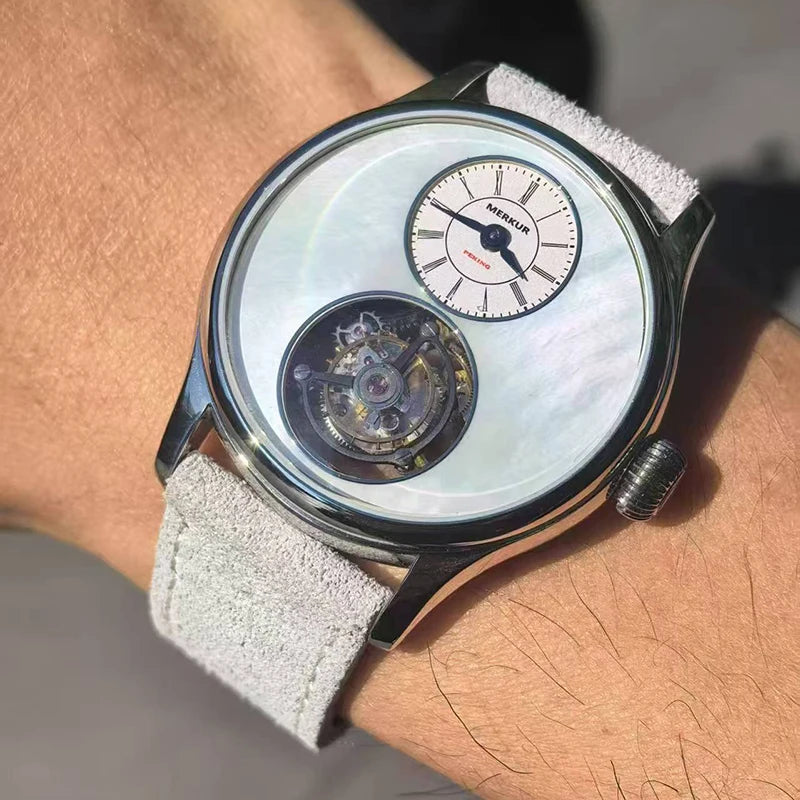 vastara merkur 100% tourbillon 's titanium ice flower dial sapphire for wristes relogio masculino watch 14 - classic unisex