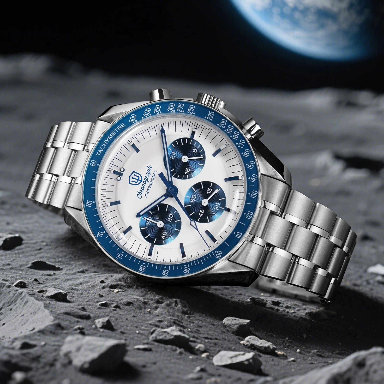 watchdives wd1863 39mm watch vk63 quartz chronograph movement bubble sapphire crystal luminous vintage watches 10bar