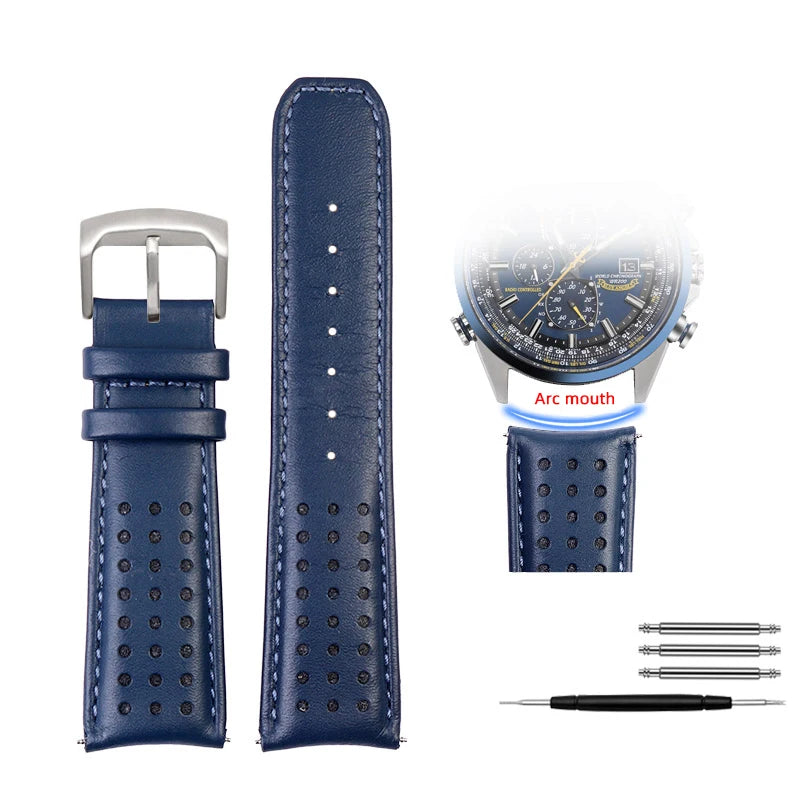 vastara genuine leather for citizen blue angel radio wave at8020 54l watch 9 - classic unisex timepiece with stainless steel