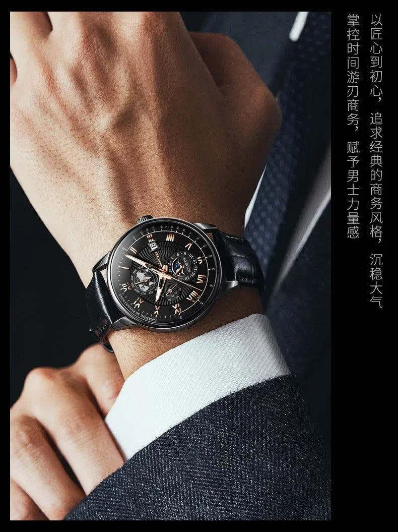 vastara - lunasphere chronomaster watch watch 7 - casual unisex timepiece with leather strap (USA)