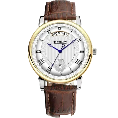 vastara berny miyota vj55top day date stainless steel sapphire for watch 29 - classic unisex timepiece with chronograph (USA)