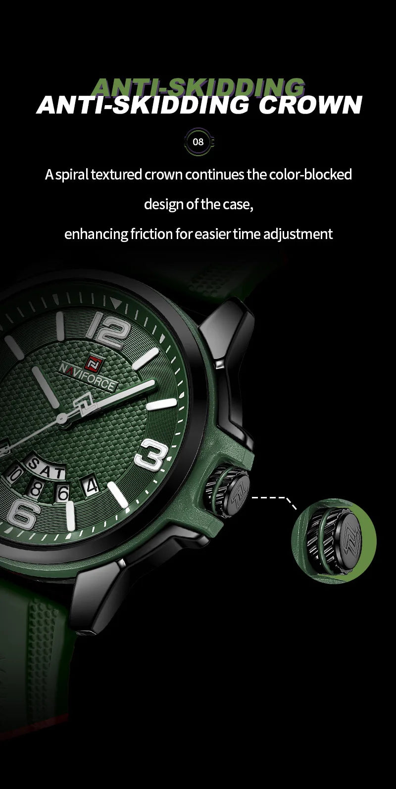 vastara original naviforce for silicone strap business classic wrist es date clock silicone with silicone watch 21 -