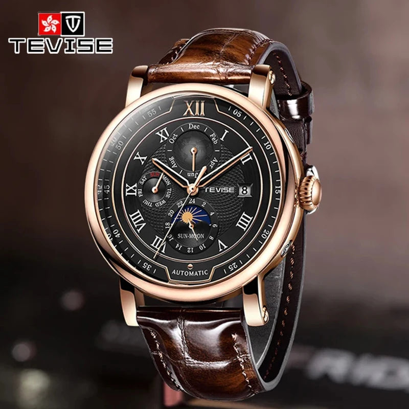 vastara lige tevise genuine leather with genuine leather - classic unisex watch with stainless steel in white stainless