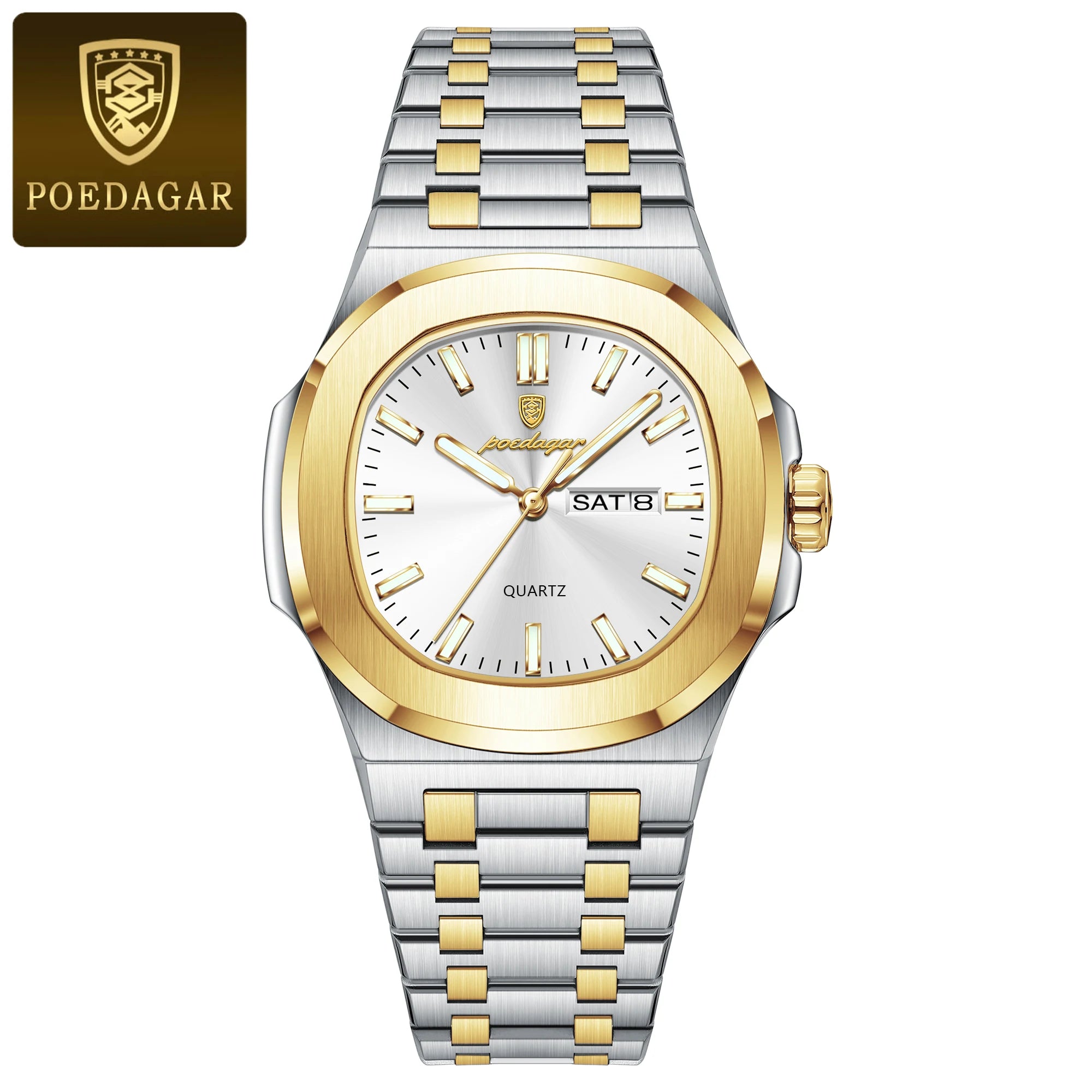 vastara poedagar square s es luminous watch 10 - classic unisex timepiece with stainless steel (USA)