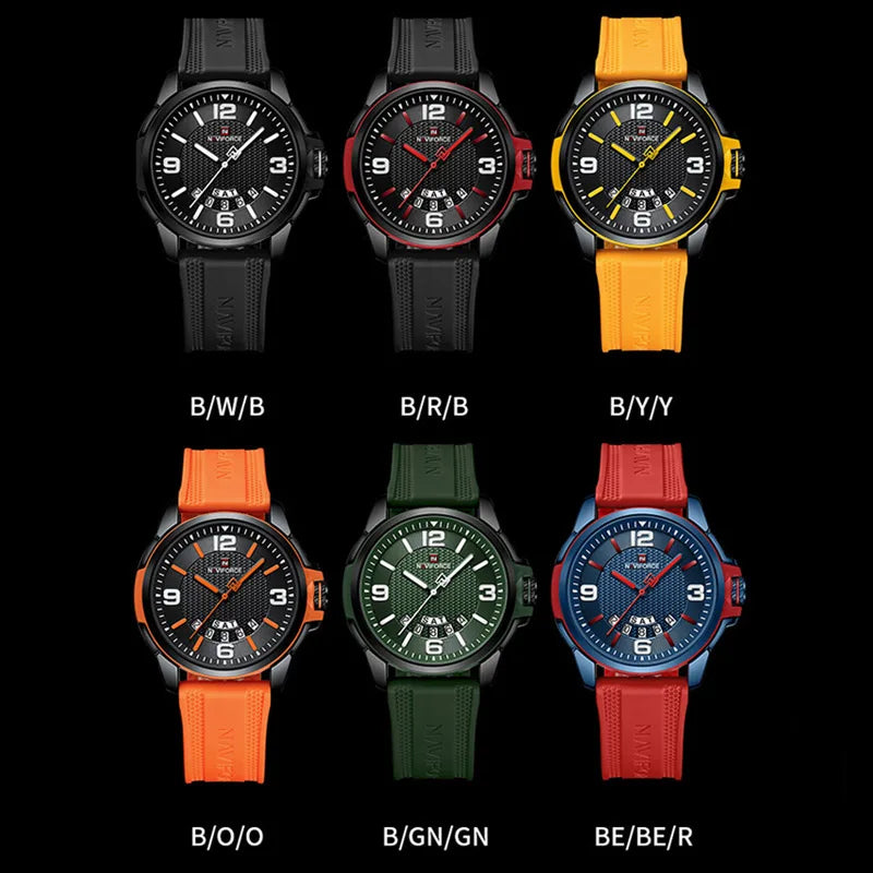 vastara original naviforce for silicone strap business classic wrist es date clock silicone with silicone watch 6 - business