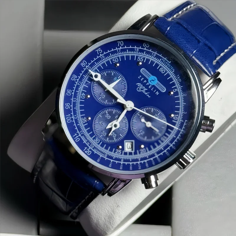 vastara - zeppelin skychrono 42mm quartz chronograph leather watch watch 11 - vintage unisex timepiece with chronograph (USA)