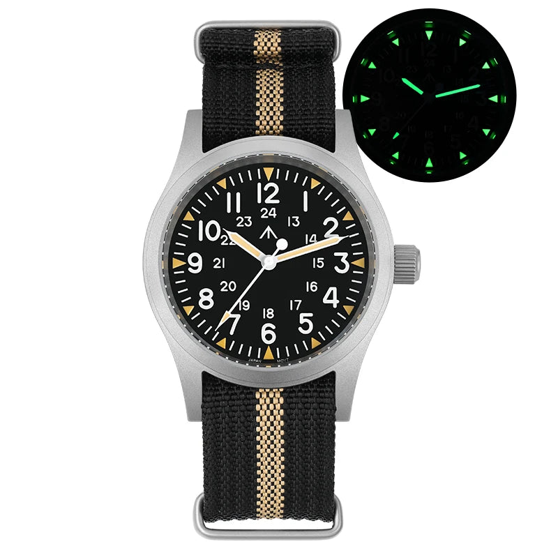 vastara - militado vintage field watch sweep second quartz watch 48 - casual luxury timepiece timepiece with waterproof (USA)